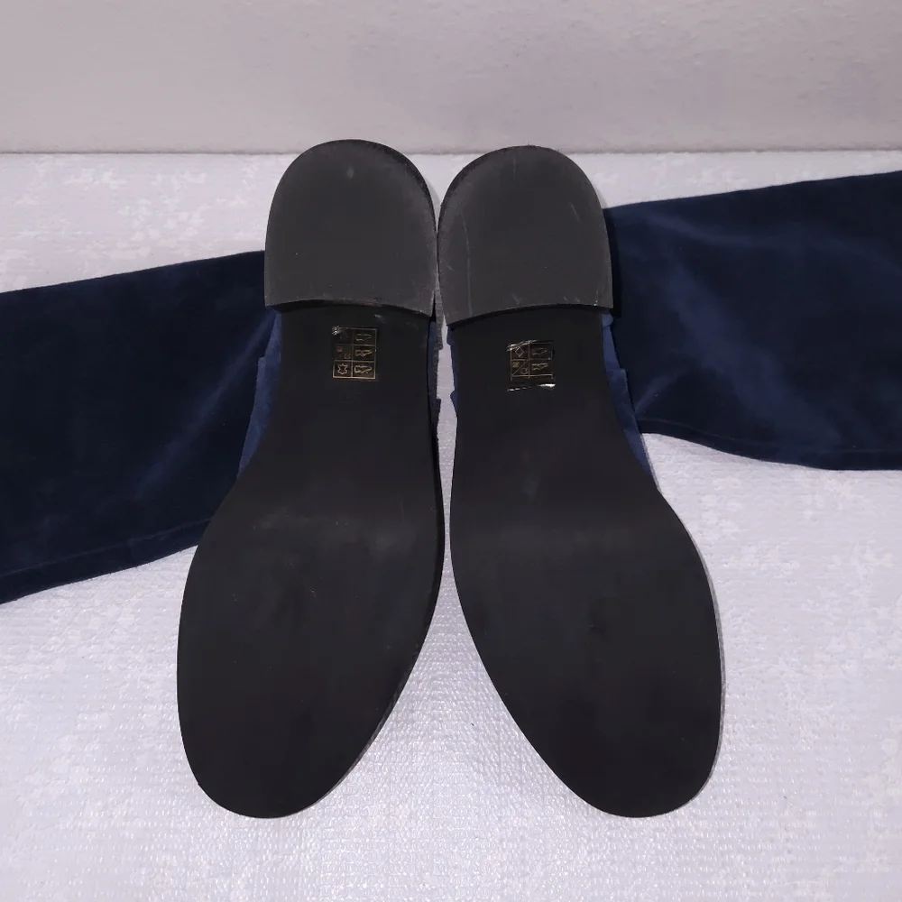 Jeffrey Campbell Ryding Over The Knee Riding Boots US 8.5 Navy Blue Suede OTK